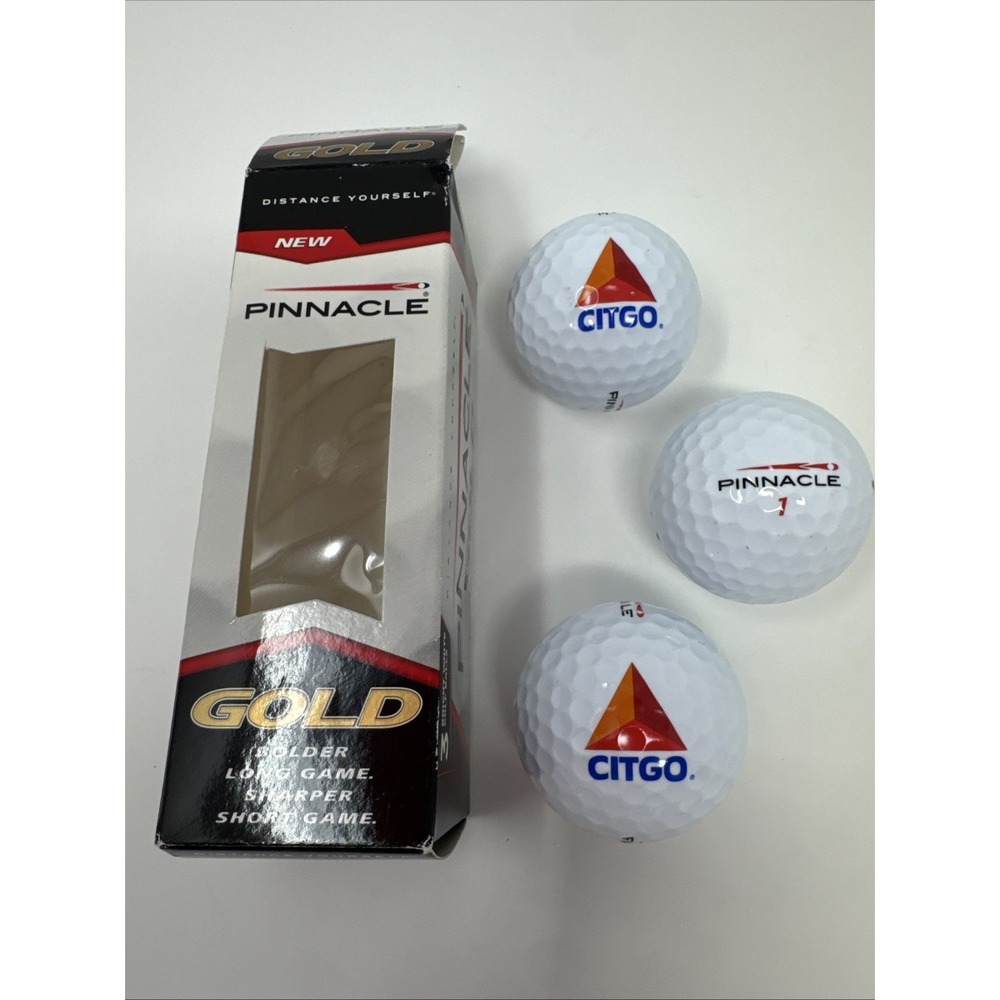 Vintage Collectable Golf Ball Citgo Petroleum Logo Pinnacle Gold ‎ NEW Set 3 Gas